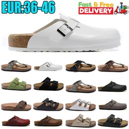 2024 Top quality Mens Slippers Sandal womens clogs Sandals summer Slides Black White blue Suede Leather Buckle Strap Platform Falt Slides free shipping big size