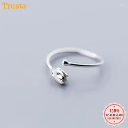 With Side Stones Trustdavis 925 Solid Real Sterling Silver Women Lady Jewellery Flower Opening Ring Size 4 5 6 Love Gift Girls DA106
