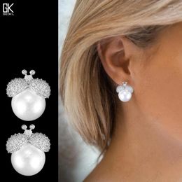 Stud Earrings GODKI Luxury Insect Imitation Pearls For Women Wedding Crystal Zircon CZ Dubai Bridal Earring Bohemian 2024