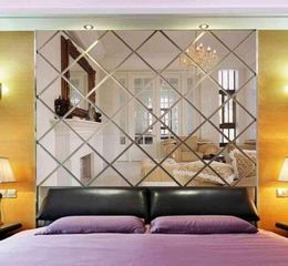 Rhombus Mirror Wall Stickers Living Room TV Backdrop DIY Art Wall Decor Home Entrance Mirror Acrylic Wall Stickers Decoration 20118544888