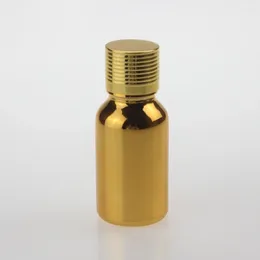 Storage Bottles 20ml Glass Bottle With Screw Cap UV Coating Gold And Silver Essential Oil For Sale