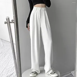 Women's Pants Casual Suit Elegant High Waist With Wide Leg Slant Pockets For Office Wear In Autumn Winter