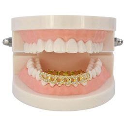 18K Gold Plated Iced Out Brass Crystal Cuba Link Top Teeth Grillz Hip Hop Bling Body Jewelry5767223