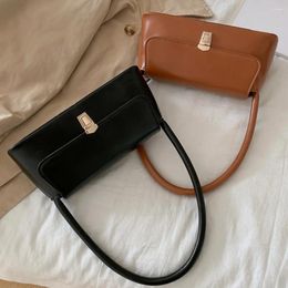 Shoulder Bags Women Retro Tote Bag Trendy Vintage Underarm Portable Casual PU Leather Solid Color Simple Handle Designer Handbags