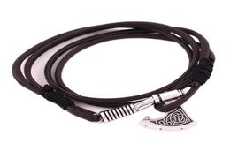 2018 Fashion Silver Charm Leather Trinket Viking Amulet Slavic Sword Axe Pendant Shield Pendant Bracelet Jewelry5623424