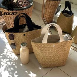 Casual Rattan Women Small Handbags Summer Beach Straw Clutch Wicker Woven Female Lady Buckets Bag Trave Tote Purses JYY008 240425