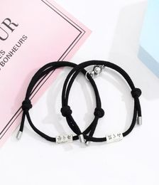 Charm Bracelets Fashion Magnet Couple Bracelet Adjustable Braid Rope Braslet Mountain Sea Distance Paired Braclet For Lover Friend6165303