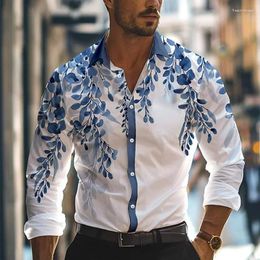 Men's Casual Shirts Business 3D Printed Shirt Work Daily Wear Streetwear Spring Summer Lapel XS-6XL Long Sleeve Stretch Fabric