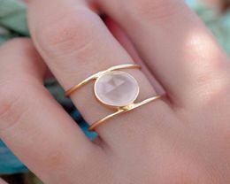 Wedding Rings Boho Female Big Moonstone Ring Unique Style Silver Gold Colour Jewellery Promise Engagement For Women1613923