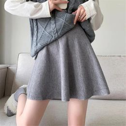 Skirts Small Solid Color High Waist Fashion A-Line Short Skirt 2024 Autumn Winter Women'S Large Knitted Half