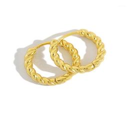 Hoop Huggie S925 Sterling Silver Earrings Minimalist ed Linen Flower Colour Female Elegant GoldPlated Ear Stud15966983