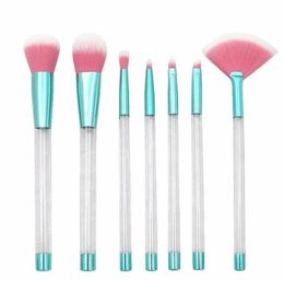 7pcs Makeup Brush Set Diamond Pro Highlighter Brushes Concealer Make Up Brush Crystal Kwasten Set with empty handle can be refille7639146