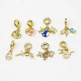 Pendant Necklaces 6 Pieces Zirconia Multi Shape Charms Lovely Charm Bracelet Jewellery Making 60438