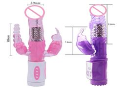 Triple Pleasure Erotic Intimate Goods Vibrator Sex Toys for Adults Women G Spot Clit Stimulator Rotating Dildo Vibrators1563214