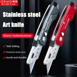 Knife Stainless Steel Folding Utility Knife Heavy Duty Thickened Wallpaper couteau pliant Premium Professional Pocket unboxing cutter