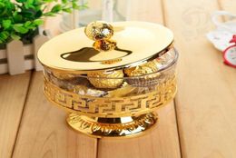 Dinnerware Sets High Quality Unique European Style Shiny Gold Finish Metal amp Acrylic SaltSugarTeaCoffee Jars Tableware5097979