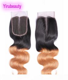 Peruvian Human Hair 4X4 Lace Closure 1B 613 1B 27 613 Blonde Virgin Hair Body Wave Straight Human Hair Closure1067884