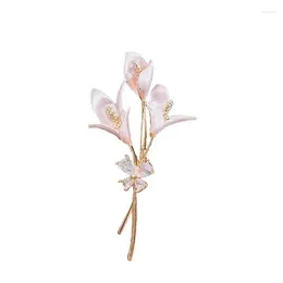 Brooches Plant Flower Lily Brooch Female Hand Painting Accessories Pin Temperament Coat Business Suit Corsage