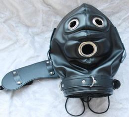 BDSM Bondage Sex Toys bdsm Full Head Harness Mask Fetish Hood Sexy Slave Headgear Open Mouth Dildo and Blindfold Couple Sex Restra9239602