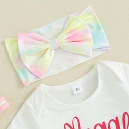 Clothing Sets 3 Pcs Easter Outfit Baby Girl Summer Clothes Letter Print Short Sleeve And Shorts Set With Headband