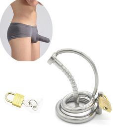 Male Stainless Steel Device Belt Lockable Cock Cage Penis Rings With Urethral Plug Catheter Restraint Bondage Toys SH1907277378162