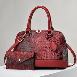 Evening Bags 2pcs/set Crocodile Pattern Women's Shoulder Bag Large Capacity Handbag Mother And Child Crossbody Shell Bolsos Sac