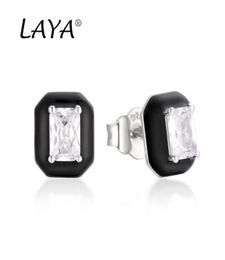 Laya 925 Sterling Silver Stud Earrings For Women Fashion Simplicity Synthetic Crystal White Enamel Party High Quality Trendy Origi4321738