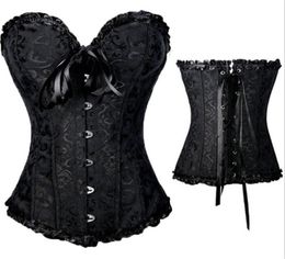 Satin Bone Lace Up Steampunk Corset Sexy Bustier Women Bustier Corset Overbust Slim Corset Straples5982669