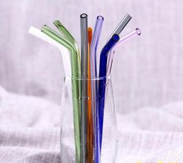 NEW Handmade Coloured Glass Straw ECOfriendly Household Glass Pipet Tubularis Snore Piece Tube Bend Reusable Drinking Straw For Ba6429144