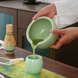 Teaware Sets 9pcs/set Japanese Ceramic Matcha Gift Box Green Tea Chasen Holder Stand Bowl Bamboo Whisk Grinder Brushes Tea Tools Holder Tea