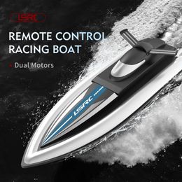 2.4G LSRC-B8 RC High Speed Racing Boat Waterproof Rechargeable Model Electric Radio Remote Control Speedboat Toys for boys 14Y 240417