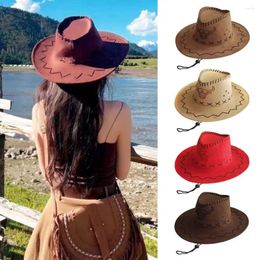 Berets Suede Cowboy Hat Fashion Wide Brim Unisex Jazz Western Style Fancy Dress Accessories