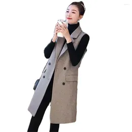 Women's Suits 2024 Spring Blazer Women Sleeveless Fashion Jacket Suit Vests Female Outerwear Parkas Pocket Cardigan Ladies Long Tops