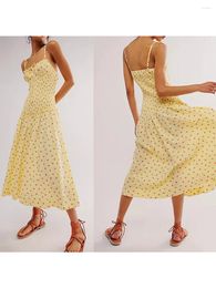 Casual Dresses Women S Floral Corset Dress Spaghetti Strap Sleeveless Tie Front Slit Midi Summer Boho Sundress