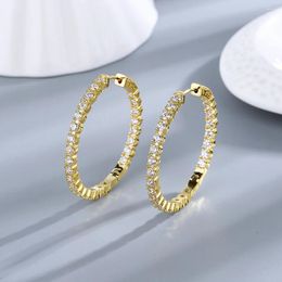 Hoop Earrings S925 Silver 39mm 18K Gold Circle For Women Fashion Wedding Jewellery Big Earring