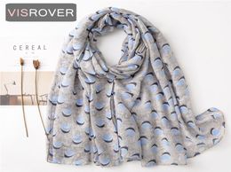 VISROVER 2020 blue geometric printing viscose summer scarf woman Fashion blue dot Wraps Spring Shawls Hijab gift wholes9654439