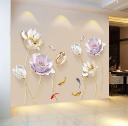 Chinese Style Flower 3D Wallpaper Wall Stickers Living Room Bedroom Bathroom Home Decor Decoration Poster Elegant2264779