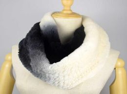 Rex Rabbit Fur Scarf Hand Knit Thicken High Quality Gradient Colour Ring Woman Collar Infinite5783869