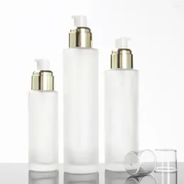 Storage Bottles 30ml Glass Spray Bottle Frosted Cosmetic 1oz Lotion With Gold Pump