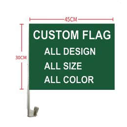 Aerlxemrbrae Custom Car Flag Banner Polyester Flying Size 45X30cm window mini car flag 240417