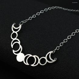 Chains Triple Moon Goddess Sun Pentagram Stainless Steel Hecate Necklaces Witch Necklace Jewelry Esotericos Y Brujeria