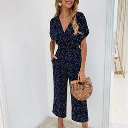 Summer High Waist Jumpsuit or Women Clothing Casual Long Pants Female Wide Leg Overalls Bodysuits Fashion Korean Trousers 240429