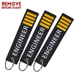 Keychains Jewellery Text Embroidery Engineer Keychain Black Pendant Tags Luggage Safety Keyring Rectangle Key Chains Souvenir