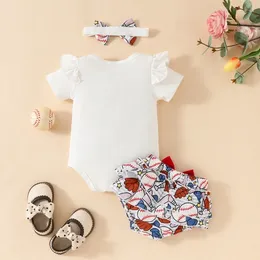 Clothing Sets Born Baby Girl Baseball Outfit I Ll Always Be Your Biggest Fan Romper Bloomer Shorts Set Headband