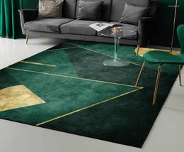 Carpets Light Luxury Emerald Dark Green Simple Golden Geometric Living Room Bedroom Bedside Carpet Floor Mat Customization8703613