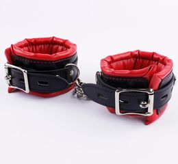 BDSM Sponge Leather Hand Ankle Cuffs With Chain Bondage Restraints Slave Handcuffs For Couple Adult Games Fetish Sex Toys9001909