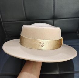 202010naoBritish Style Literary elegance autumn winter wool gold ribbon M lady fedoras cap women leisure panama jazz hat5319350