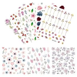 5pcs Simple Theme Nail Water Decal Stickers Summer DIY Slider For Manicuring Watercolour Flower Leaf Nail Art Watermark