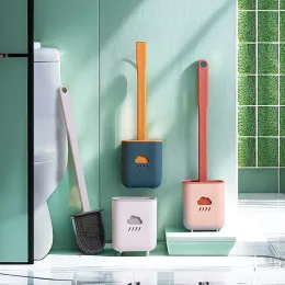 Set Household Cleaning Expert Silicone Wallmounted Toilet Brush Drying Bracket Bathroom Tool Long Handle Toilet Bowl Brush
