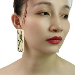 Dangle Earrings Glossy Square Metal Drop Gold Color Rectangle Alloy Statement Earring For Women Big Fashion Jewelry Accessories